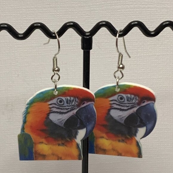 Parrot Earring, Gift Idea, Bird Earring, Novelty Earring, Parrot Jewelry, Silly - Picture 2 of 4